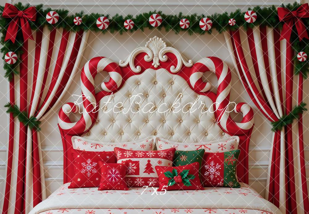 Kate Christmas Headboard Candy Cane Curtain Backdrop Designed by Mini MakeBelieve -UK
