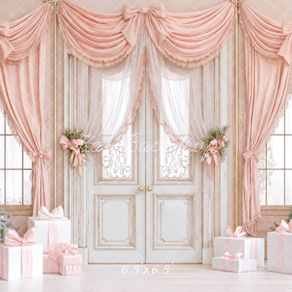 Kate Christmas Pink Curtain Gifts Backdrop Designed by Emetselch -UK