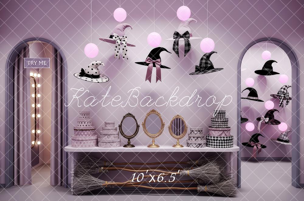Kate Halloween Witch Hats Brooms Mirrors Backdrop Designed by Patty Robert