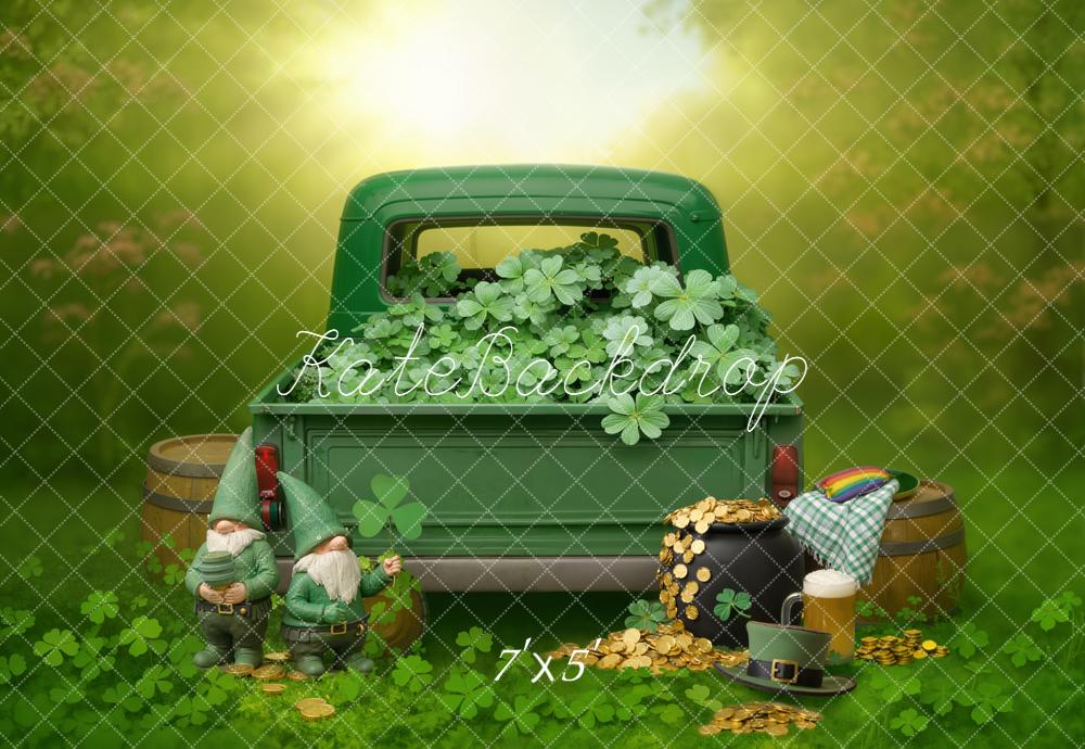Kate St Patrick's Day Green Truck Shamrock Gnomes Backdrop Designed by Emetselch