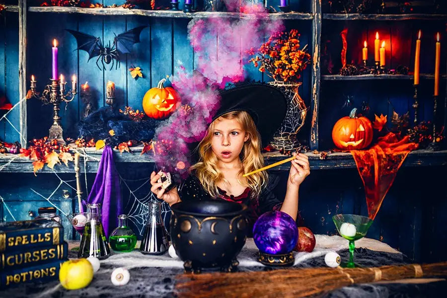 Kate Halloween Green Shabby Wooden Pumpkin Backdrop Designed by Emetselch -UK