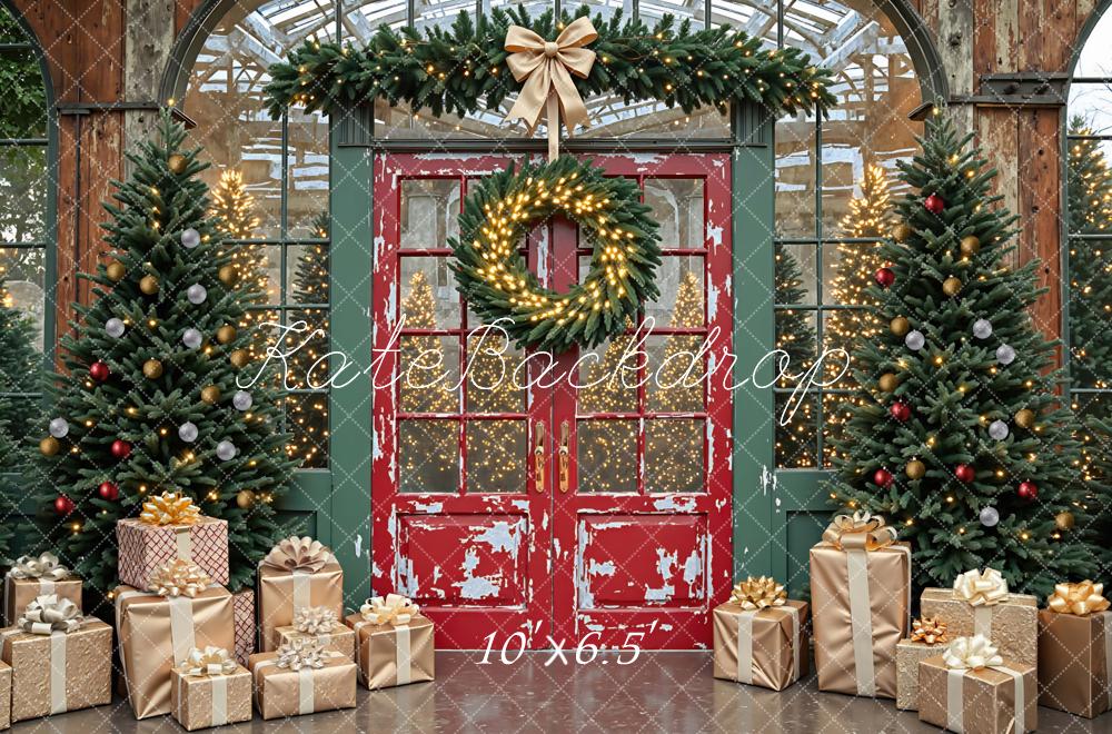 Kate Christmas Red Door Trees Gift Boxes Backdrop Designed by Mini MakeBelieve -UK