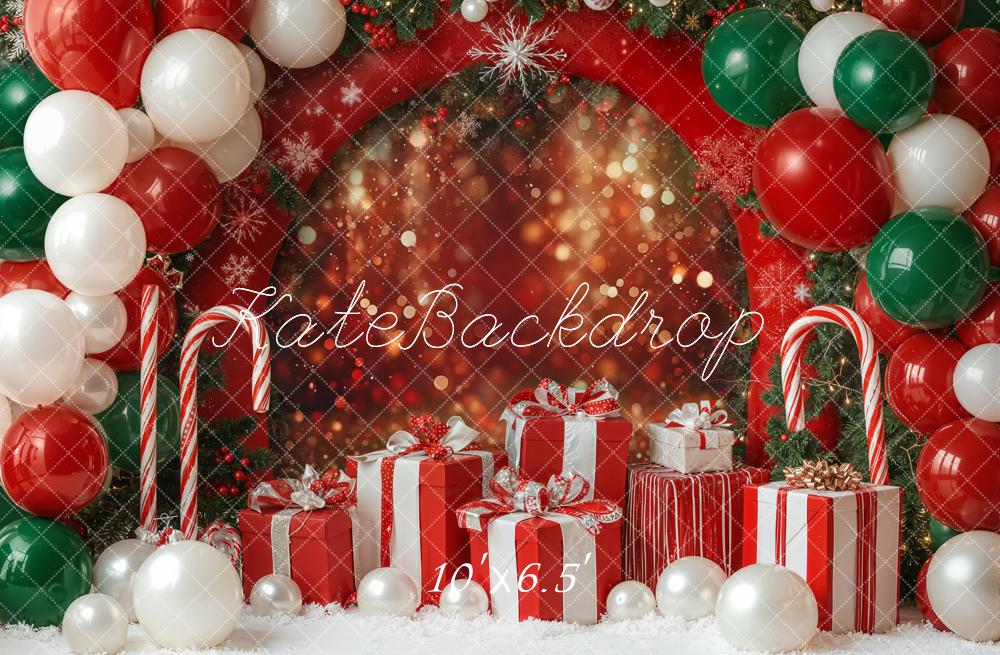 Kate Christmas Balloons Presents Bokeh Fleece Backdrop Designed by Emetselch -UK