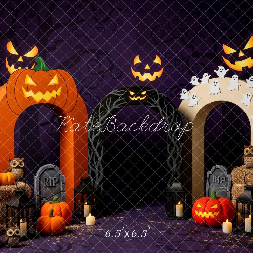Kate Halloween Pumpkin Arch Ghost Owl Backdrop Designed by Patty Robert