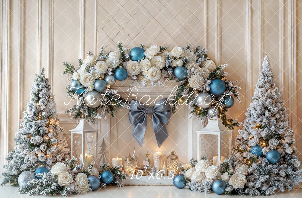 Kate Christmas Floral Arch Trees Fleece Backdrop Designed by Emetselch -UK