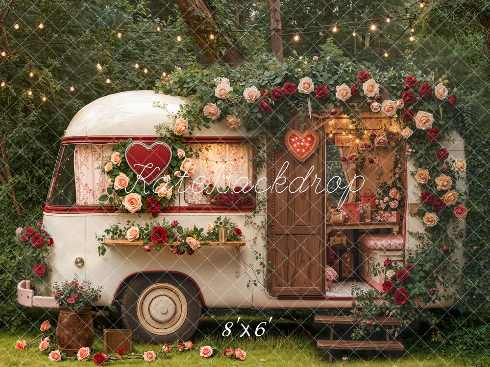 Kate Valentine Caravan Garland Heart Decor Fleece Backdrop Designed by Emetselch -UK