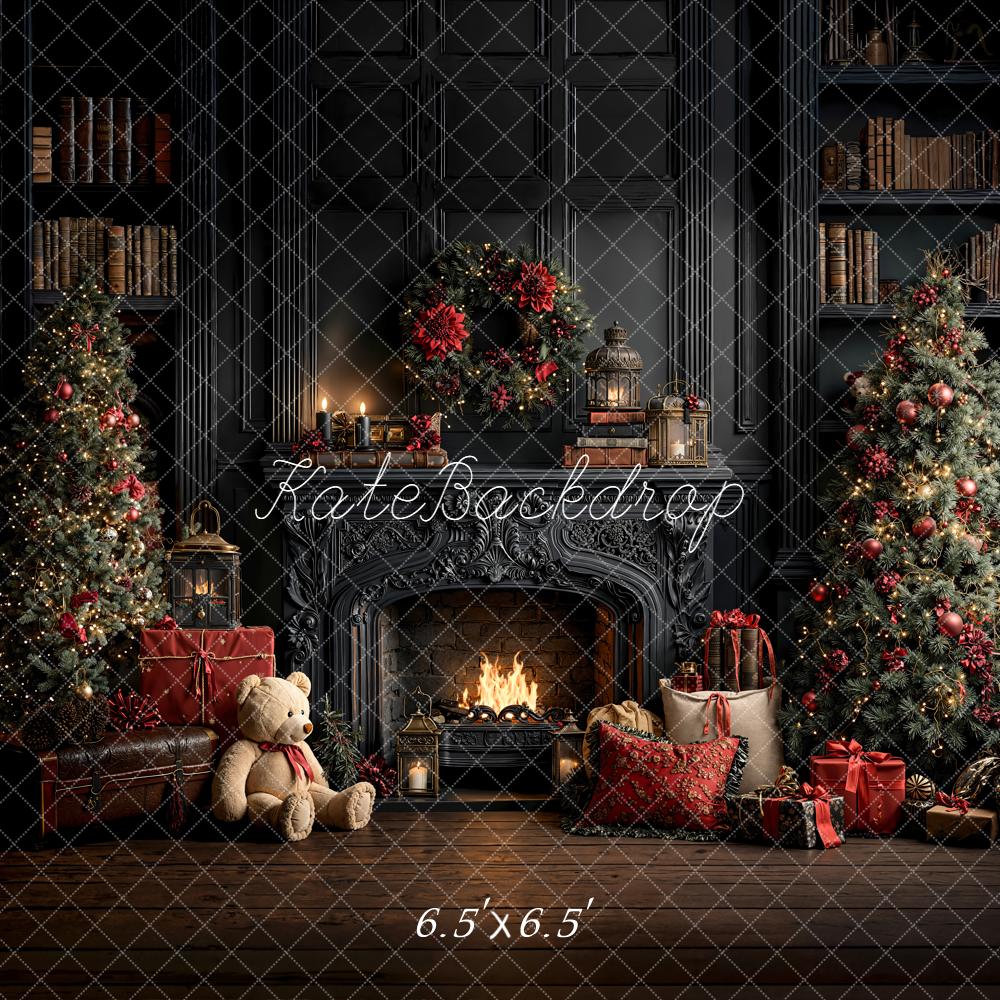 Kate Christmas Fireplace Trees Presents Backdrop Designed by Emetselch -UK
