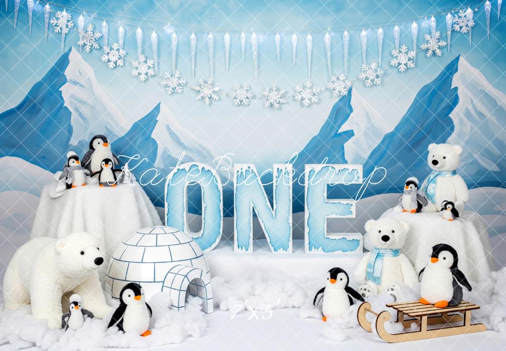 Kate Winter Penguins Polar Bears Igloo Backdrop Designed by Patty Robert