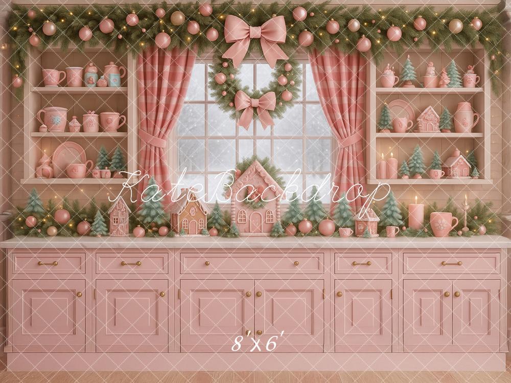 Kate Christmas Pink Kitchen Garland Backdrop Designed by Ashley Paul