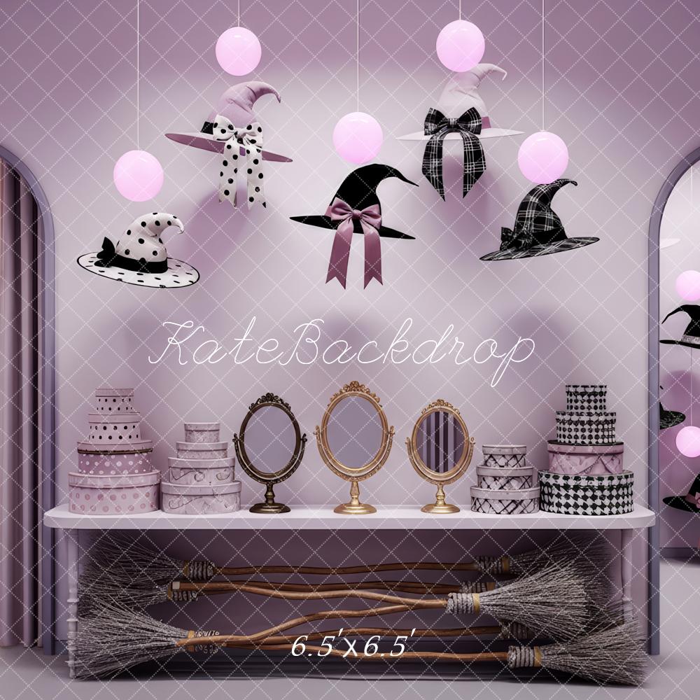 Kate Halloween Witch Hats Brooms Mirrors Backdrop Designed by Patty Robert