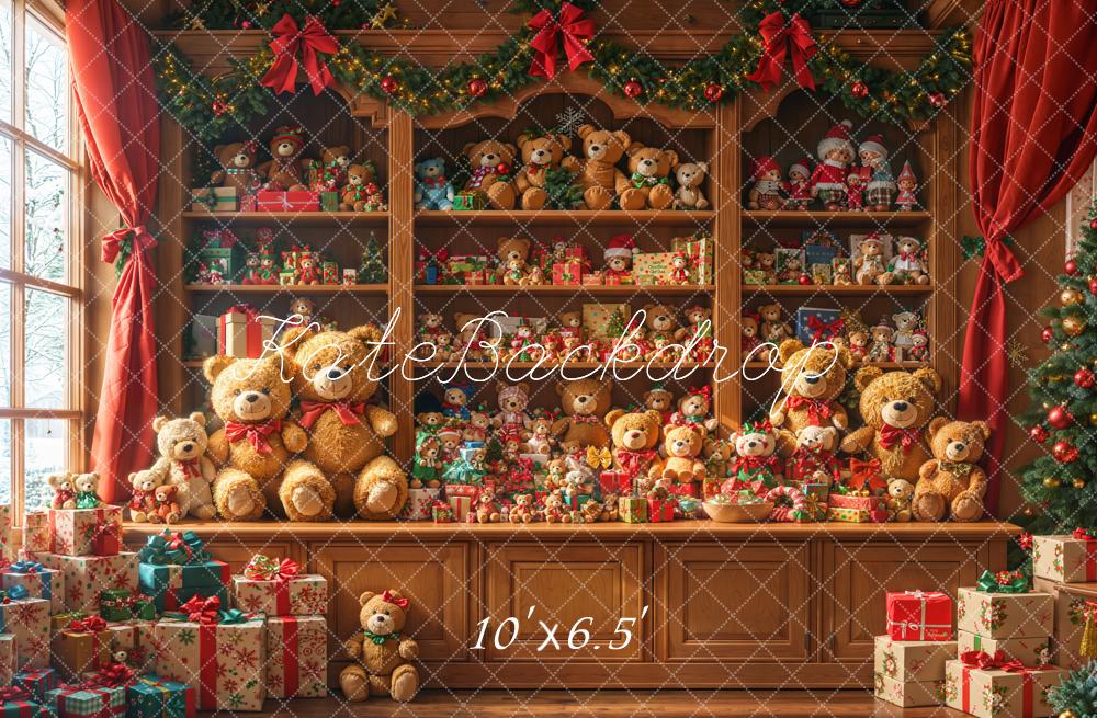 Kate Christmas Teddy Bears Cabinet Fleece Backdrop Designed by Emetselch -UK