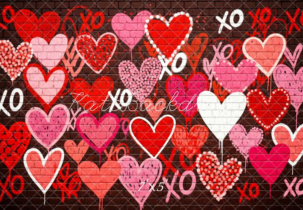 Kate Graffiti Hearts Brick Wall Valentine Backdrop Designed by Patty Robert