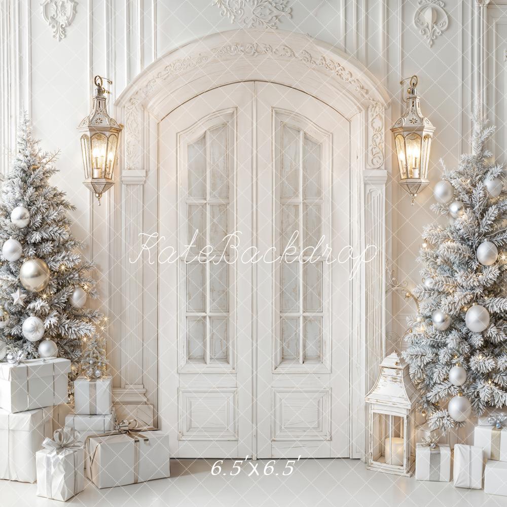 Kate Christmas White Door Trees Presents Backdrop Designed by Emetselch -UK