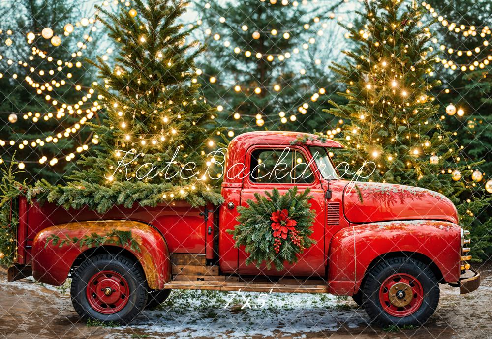 Kate Christmas Tree Red Truck Backdrop Designed by Emetselch -UK