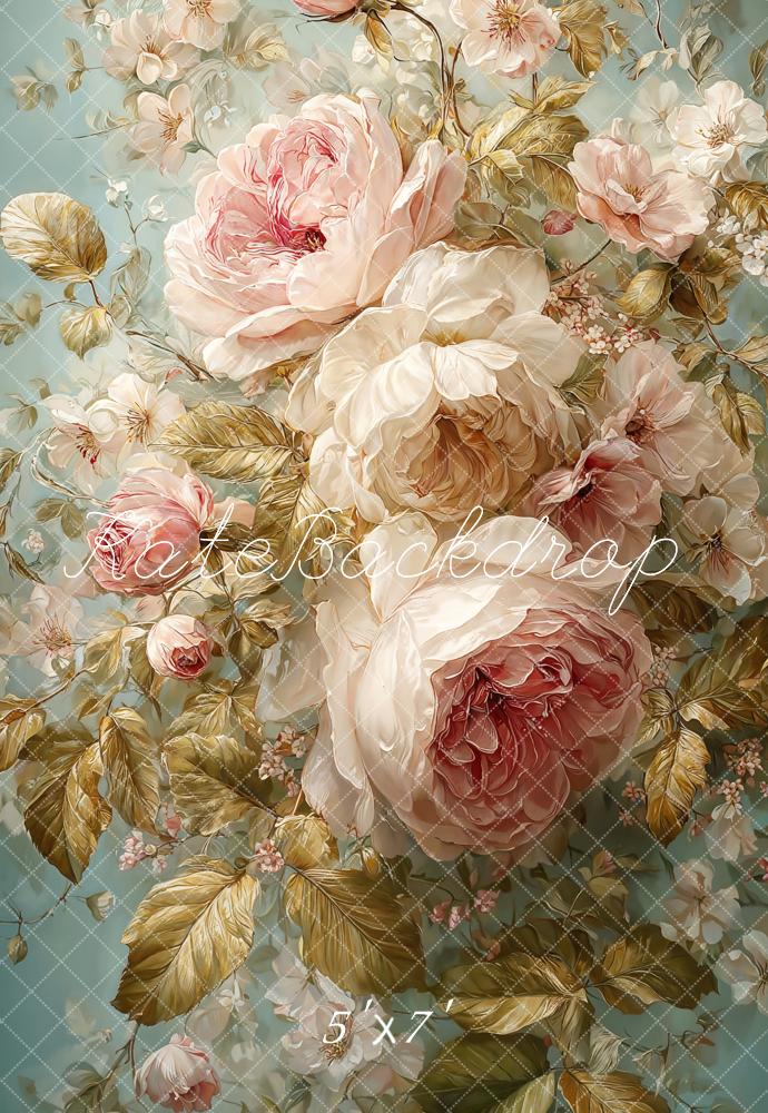 Kate Pastel Flower Roses Leaves Backdrop Designed by Emetselch