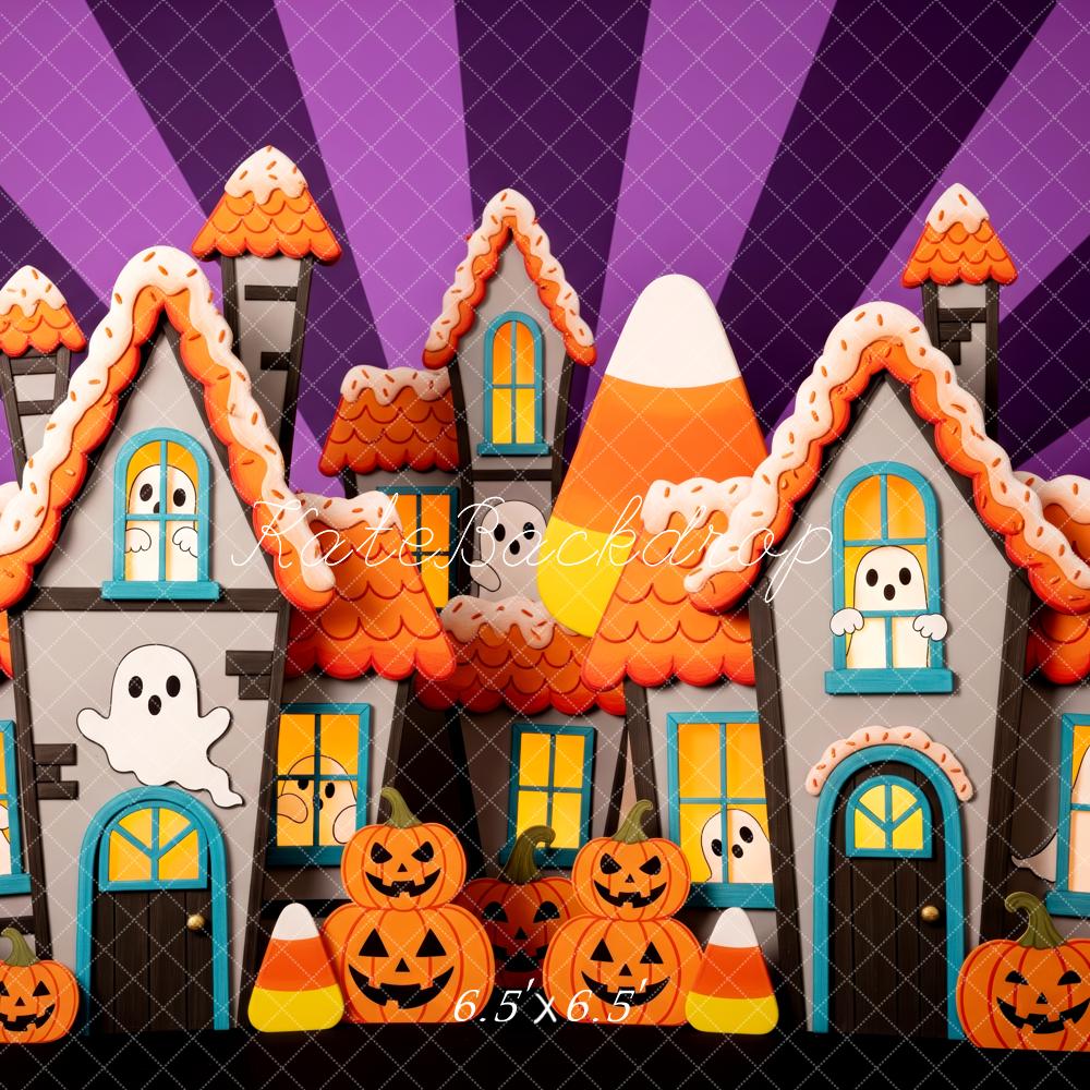 Kate Halloween Haunted Houses Ghosts Pumpkins Backdrop Designed by Patty Robert