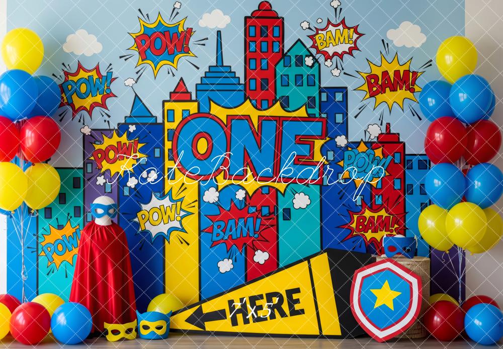 Kate Children Superhero Comic City Pow Backdrop Designed by Patty Robert