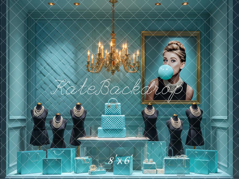 Kate Turquoise Luxury Cake Jewellery Backdrop Designed by Ashley Paul -UK