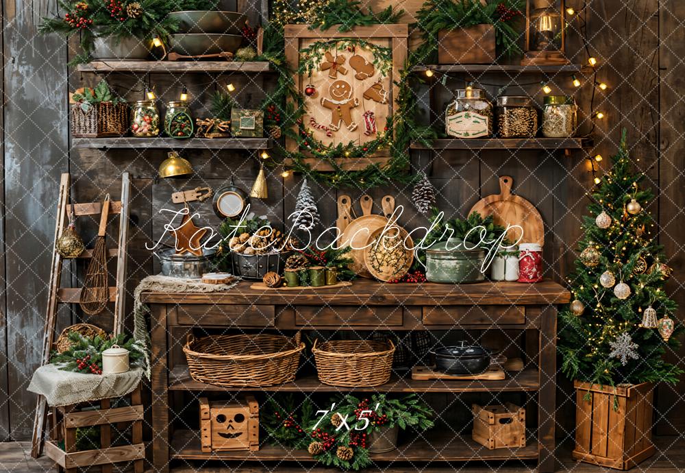 Kate Christmas Vintage Wooden Kitchen Backdrop Designed by Emetselch -UK