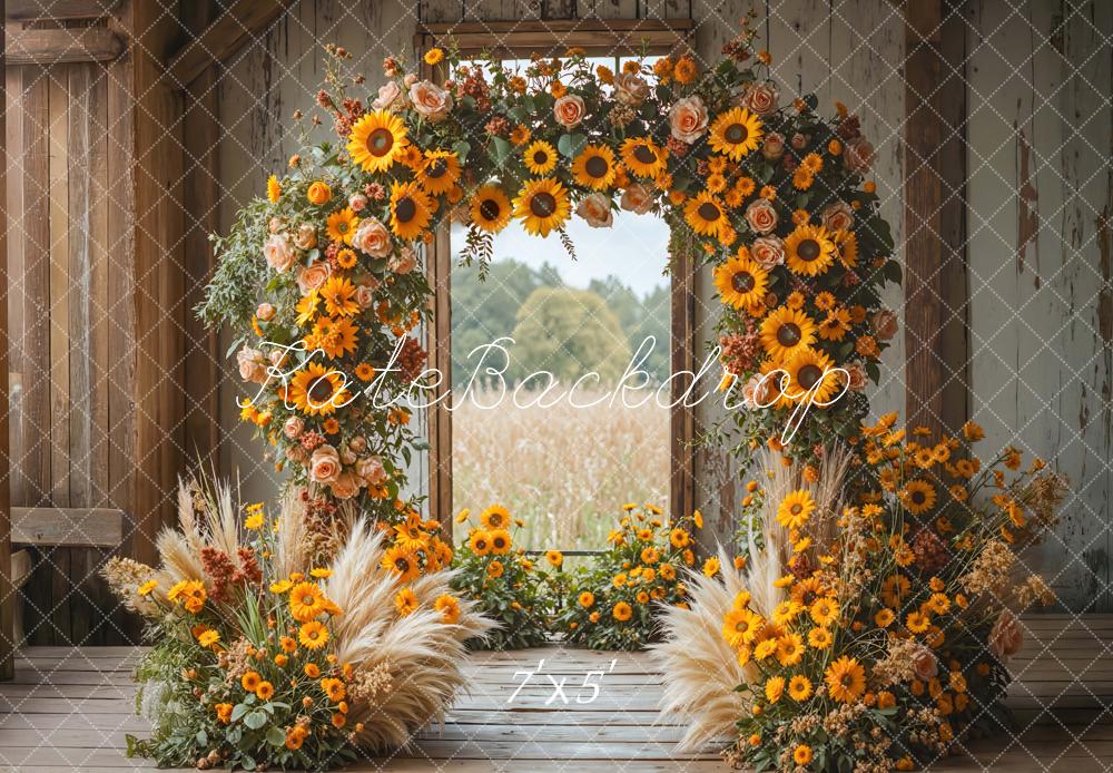 Kate Flower Arch Sunflowers Pampas Grass Backdrop Designed by Mini MakeBelieve -UK