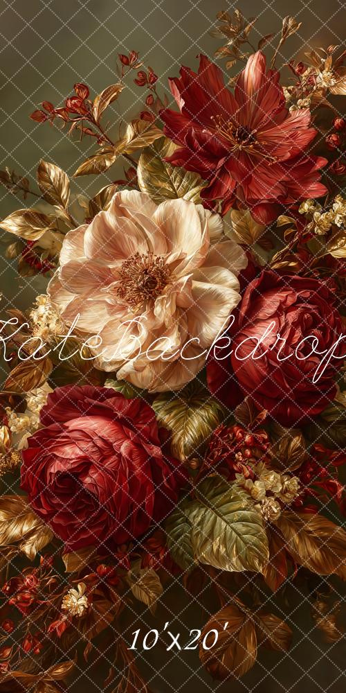 Kate Fine Art Red Cream Flowers Backdrop Designed by Emetselch