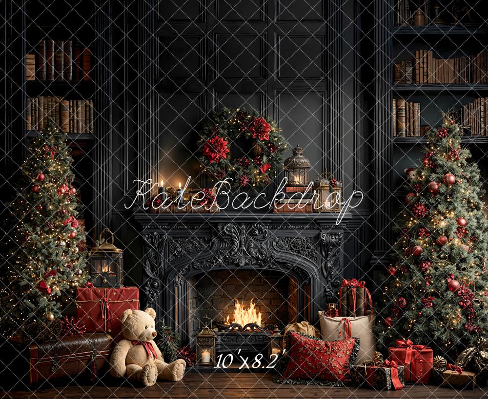Kate Christmas Fireplace Trees Presents Backdrop Designed by Emetselch -UK