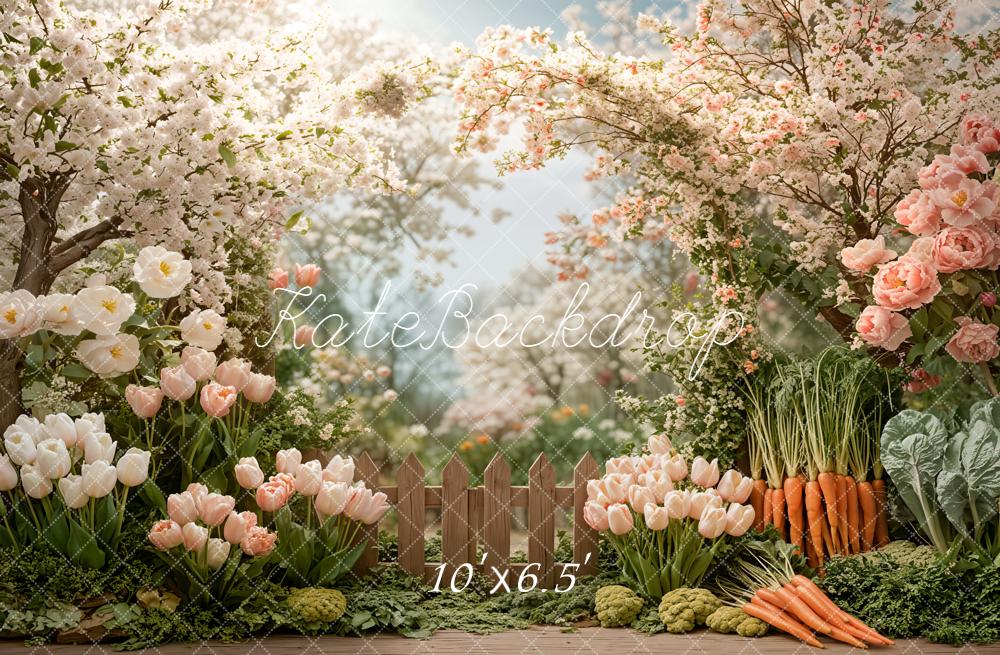 Kate Spring Flowers Garden Vegetables Backdrop Designed by Emetselch