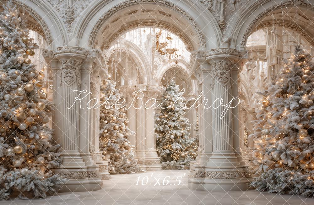 Kate Christmas Snowy Trees White Palace Backdrop Designed by Ashley Paul -UK