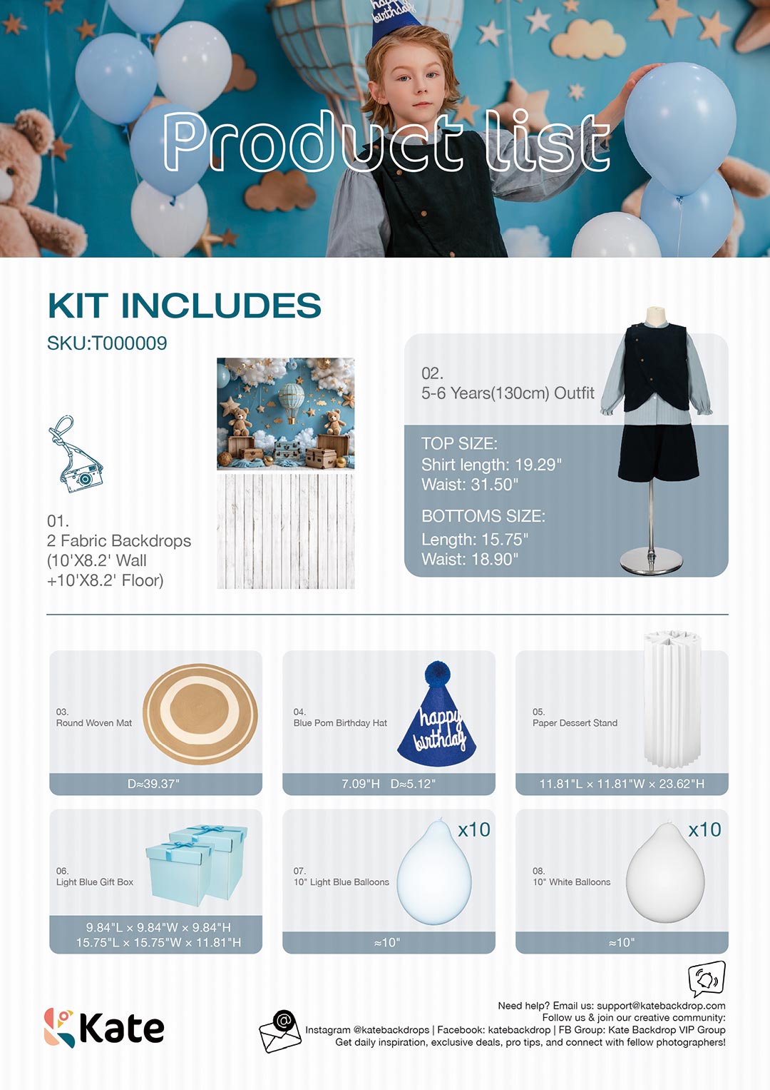 Kate Blue Birthday Photo Kit -UK