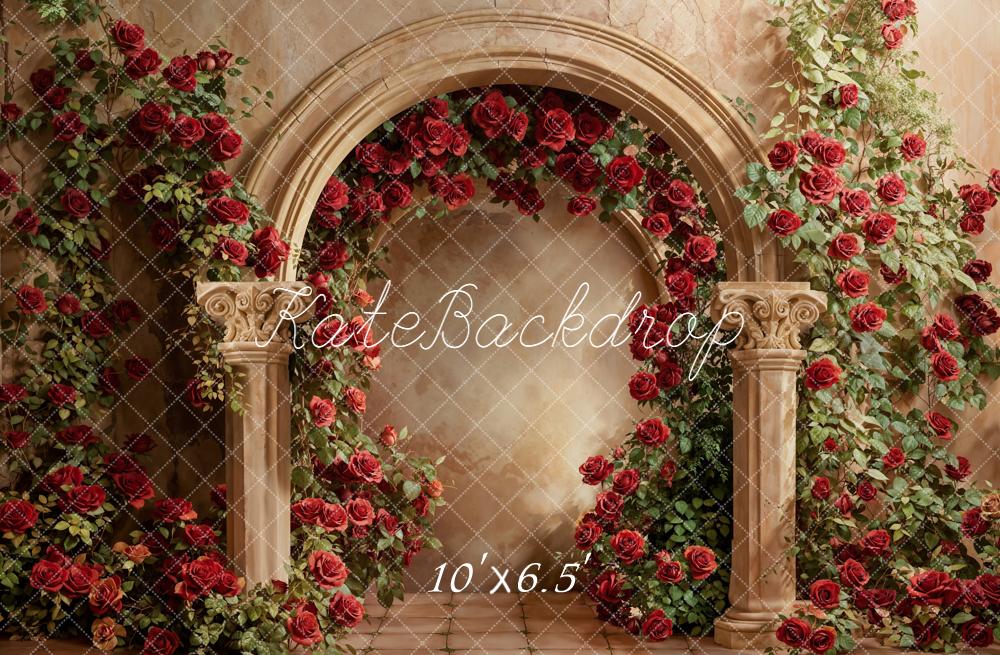 Kate Floral Arch Red Roses Vintage Backdrop Designed by Emetselch