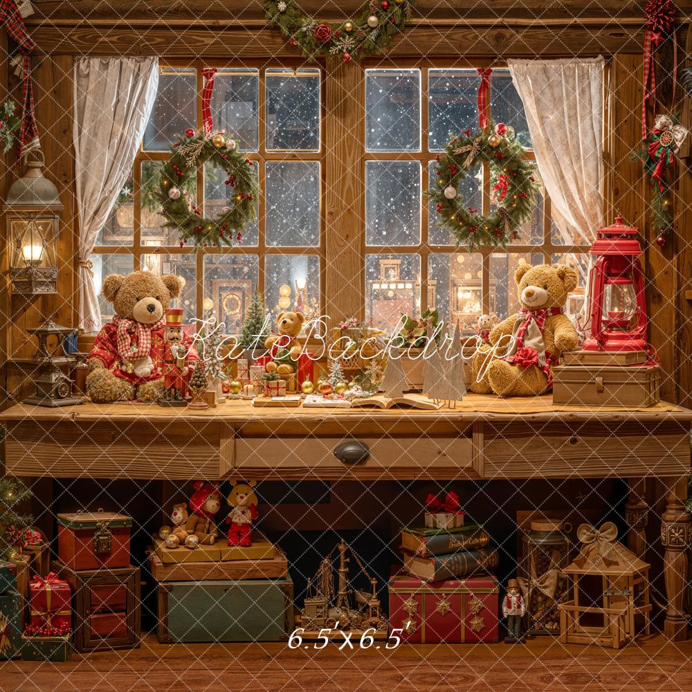 Kate Christmas Teddy Bears Window Room Backdrop Designed by Emetselch -UK