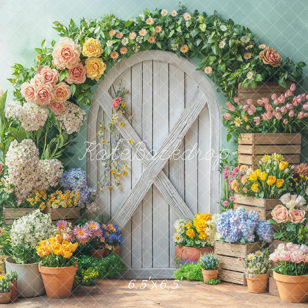 Kate Spring Flower Arch Wooden Door Backdrop Designed by Emetselch -UK