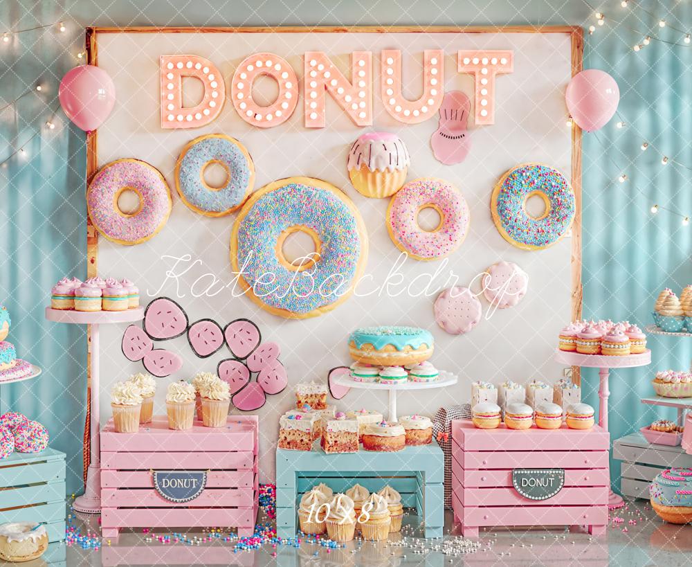 Kate Donut Cake Smash Pastel Sweets Fleece Backdrop Designed by Emetselch -UK