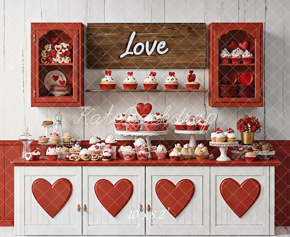Kate Valentine Love Hearts Sweets Kitchen Backdrop Designed by Emetselch -UK