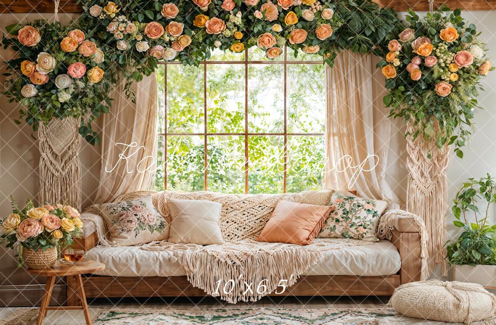 Kate Spring Garland Window Macrame Sofa Backdrop Designed by Emetselch