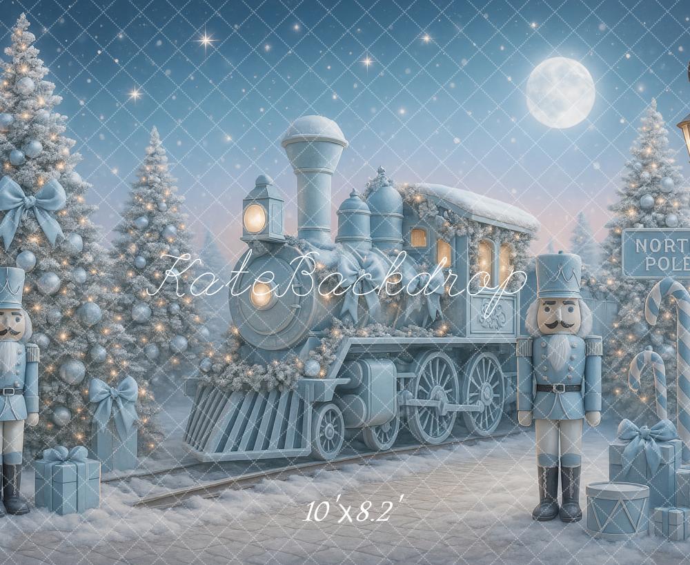 Kate Christmas Polar Train Nutcracker Blue Backdrop Designed by Ashley Paul