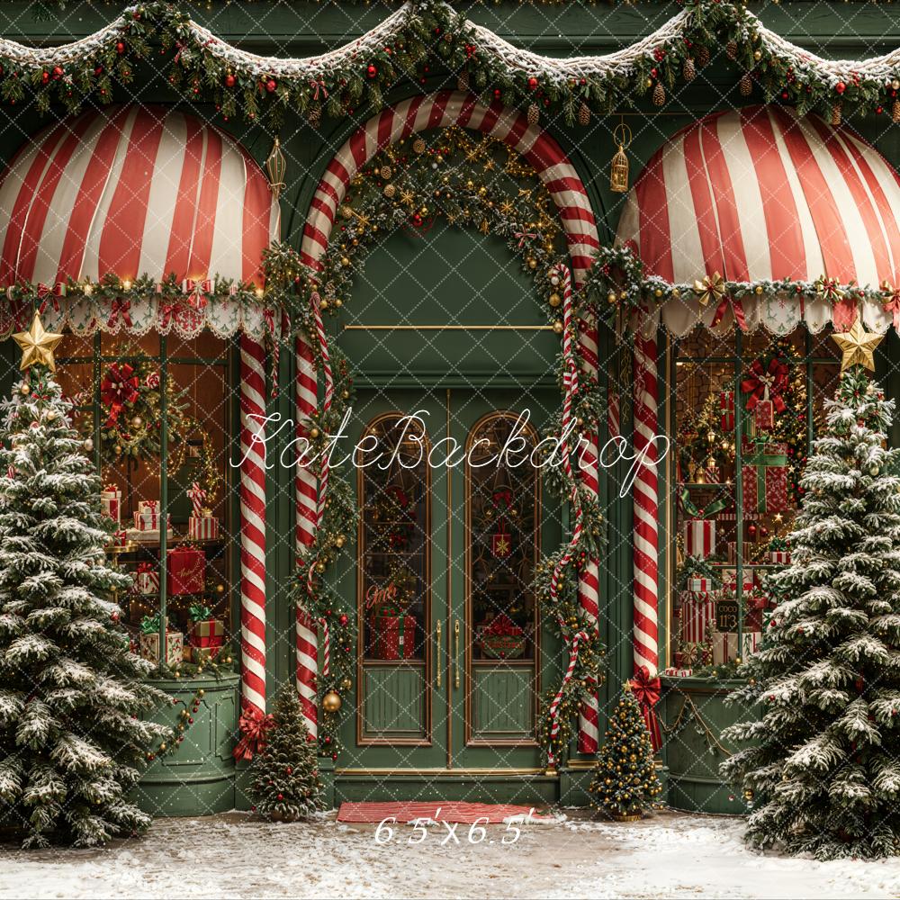 Kate Christmas Shop Window Candy Cane Backdrop Designed by Emetselch -UK