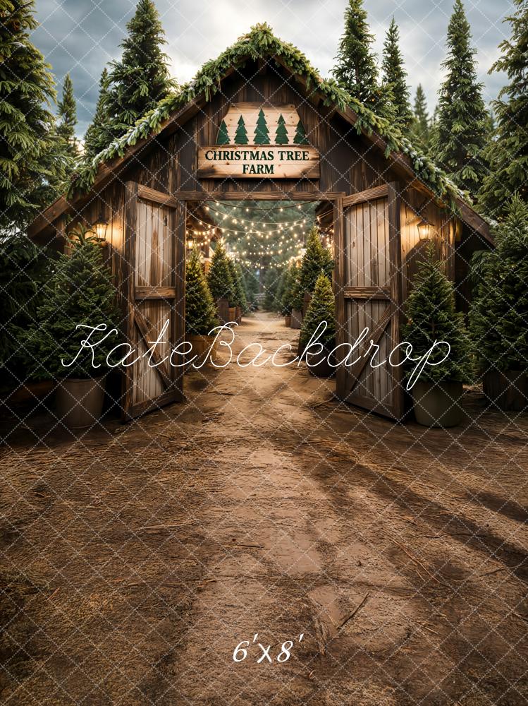 Kate Christmas Tree Farm Forest Barn Fleece Backdrop Designed by Emetselch -UK