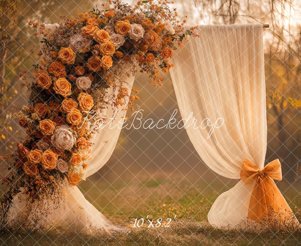 On Sale Kate Autumn Floral Arch Cream Curtains Backdrop Designed by Emetselch -UK