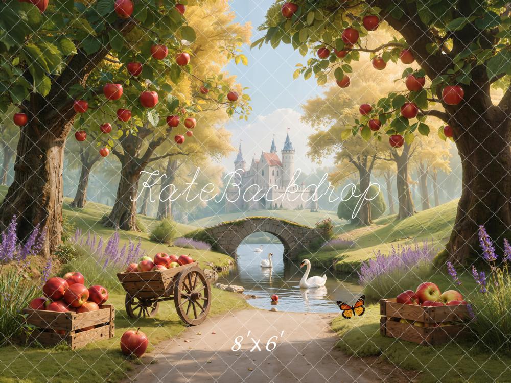 Kate Fairy Fantasy Castle Apples Swans Backdrop Designed by Emetselch -UK
