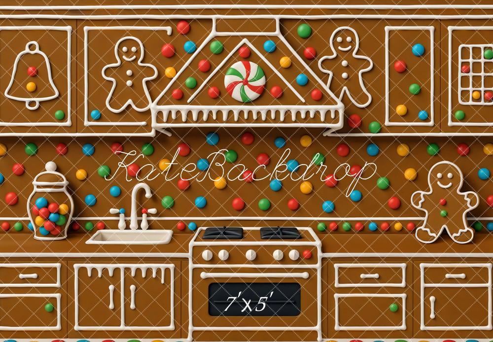 Kate Christmas Gingerbread Kitchen Biscuits Backdrop Designed by Mini MakeBelieve -UK