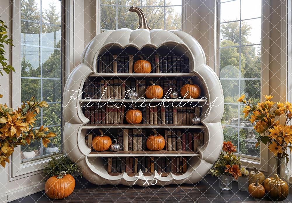 Kate Autumn Pumpkin Bookshelf Pumpkins Backdrop Designed by Mini MakeBelieve