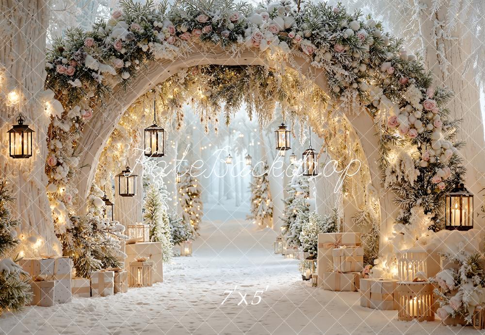 Kate Winter Flower Arch Presents Lanterns Backdrop Designed by Emetselch -UK