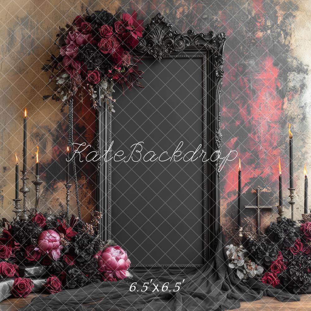 Kate Gothic Floral Candles Ornate Frame Backdrop Designed by Mini MakeBelieve -UK