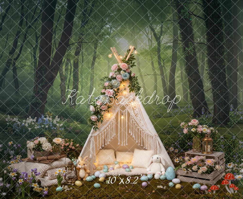Kate Easter Bunny Tent Eggs Forest Backdrop Designed by Emetselch