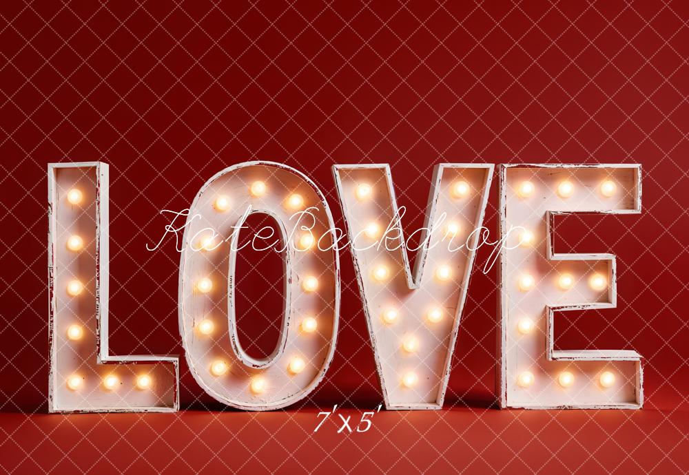 Kate Valentine Love Light Up Letters Red Backdrop Designed by Emetselch
