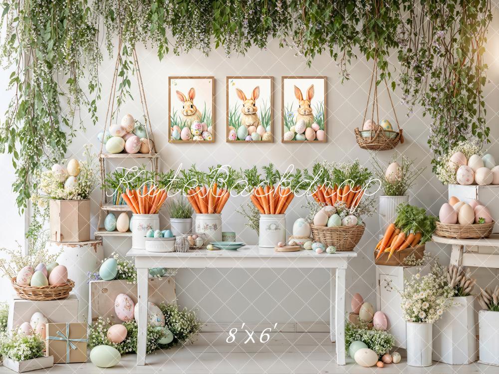 Kate Easter Bunny Carrots Pastel Eggs Backdrop Designed by Emetselch -UK