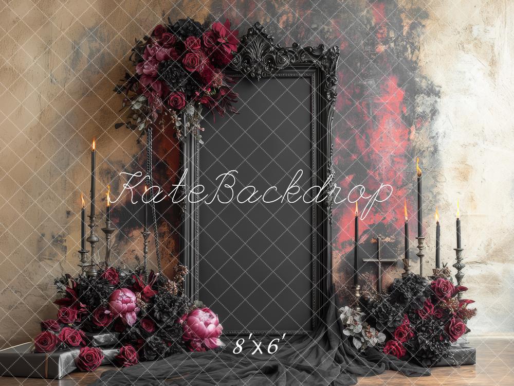 Kate Gothic Floral Candles Ornate Frame Backdrop Designed by Mini MakeBelieve -UK