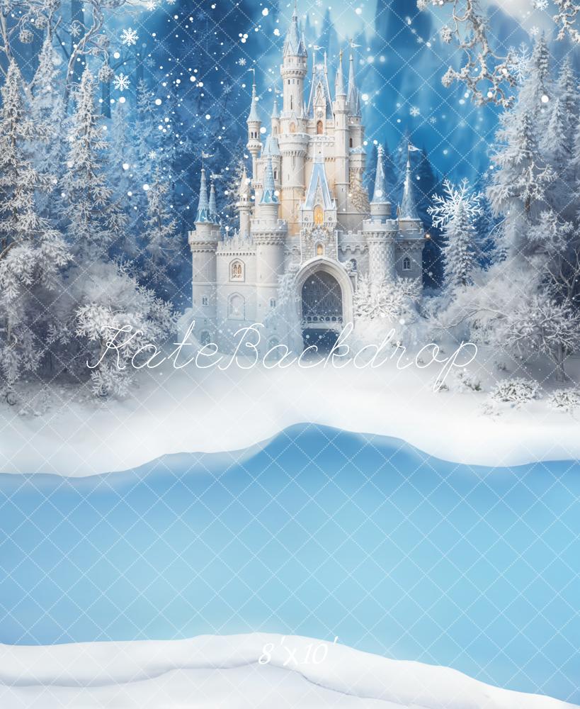 Kate Winter Castle Snowy Forest Fleece Backdrop Designed by Emetselch -UK