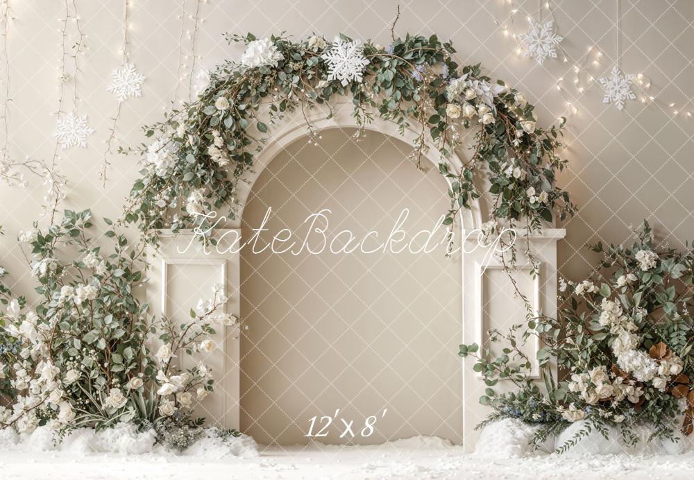 Kate Winter Arch Snowflakes Lights Fleece Backdrop Designed by Emetselch -UK